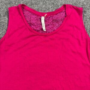 Milla Tank Top Women Size M Magenta Silk Lace Back Sleeveless High Low Hem
